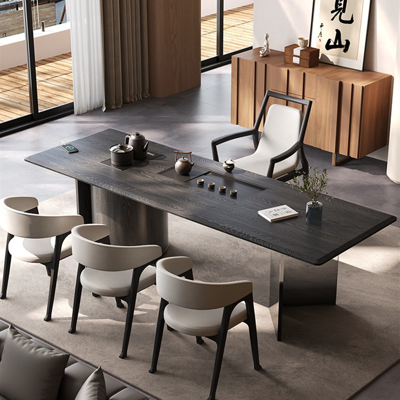 水曲柳实木茶f桌2025新款高端办公室轻奢现代高级感家用客厅泡茶