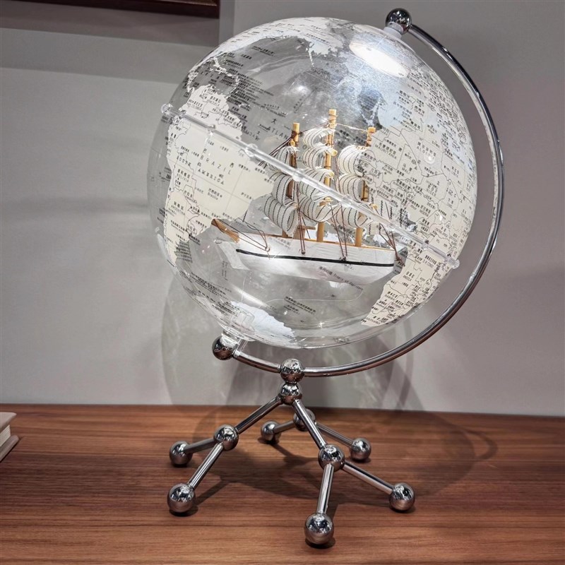 轻奢透明地球仪摆件n办公室客厅电视柜酒柜装饰品创意生日礼物乔