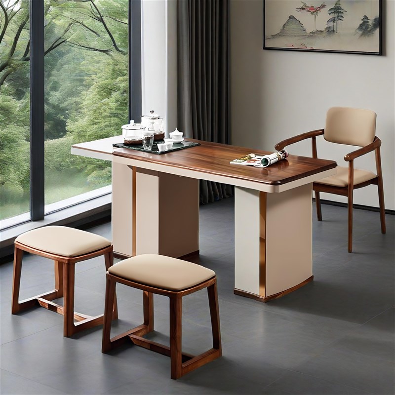 新中式白蜡木高端实木茶桌椅v2025新款简约小户型家用阳台小茶桌