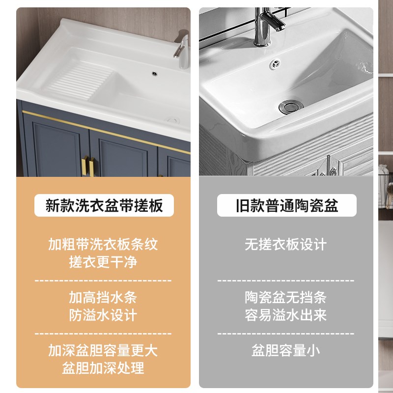 阳台洗衣盆带搓衣板落地式洗脸柜组合卫生间洗漱台家Y用陶瓷一体
