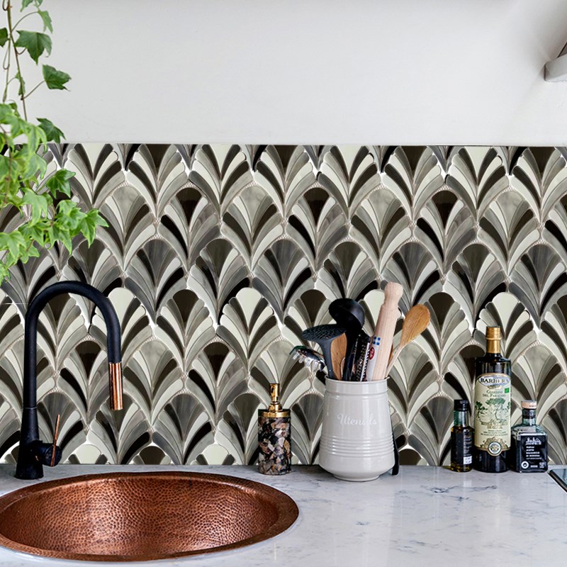 简约美观多色扇形玻璃马赛克z瓷砖厨房卫生间电视背景墙装饰陶瓷