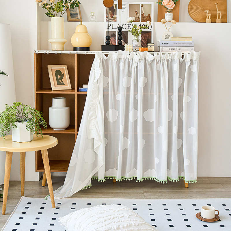 法式橱柜遮挡帘厨k房门帘防油防水拉帘无门柜子碗柜灶台杂物遮丑