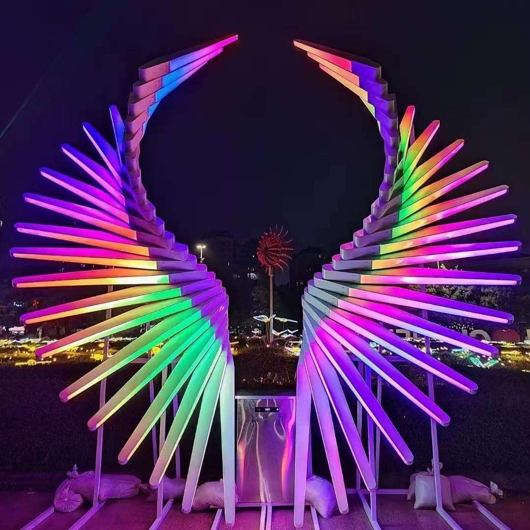 天使之翼造型灯户外景观灯广场商场景区美陈亮化灯光互动装置