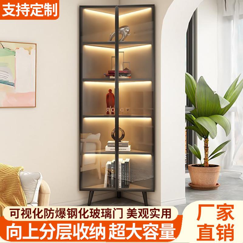 实木三角柜简约拐角酒柜墙角柜客厅转角三角收纳柜多层柜立式