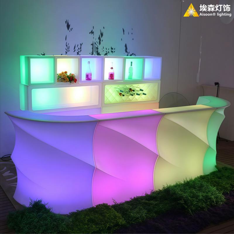 LED波浪吧台酒吧ktv展会装饰展示发光桌子创意晚会酒会接待台家具