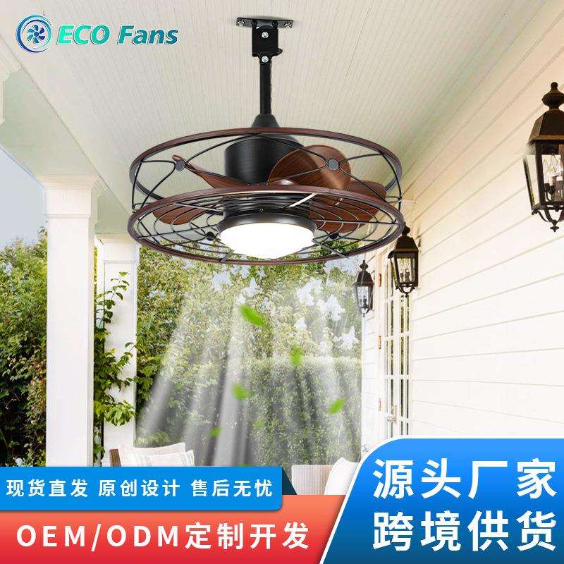 户外防水吊扇灯带遥控LED照明 别墅庭院防雨防腐风扇灯厂家直销图片