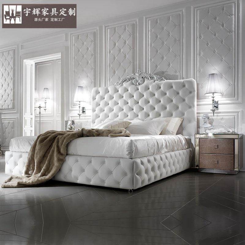 轻奢双人床主卧2米大床简约现代法式床皮床1.8米婚床欧式公主床