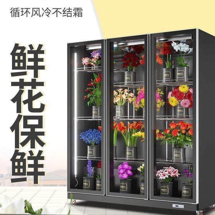 鲜花展示柜商用大容量风冷冰箱冷藏柜蛋糕水果饮料柜三门展示柜