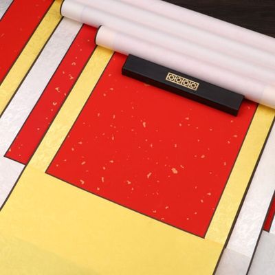 万年红宣纸空白横轴全绫布手工书法卷轴小六尺四尺对开三尺条屏整