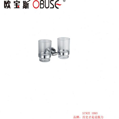 欧宝斯 洗漱杯架子 不锈钢双杯连架刷牙杯 双杯 漱口杯 刷牙杯