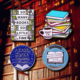 爱好金属徽章者书架饰品阅读书读者部友俱乐胸针书书虫文艺