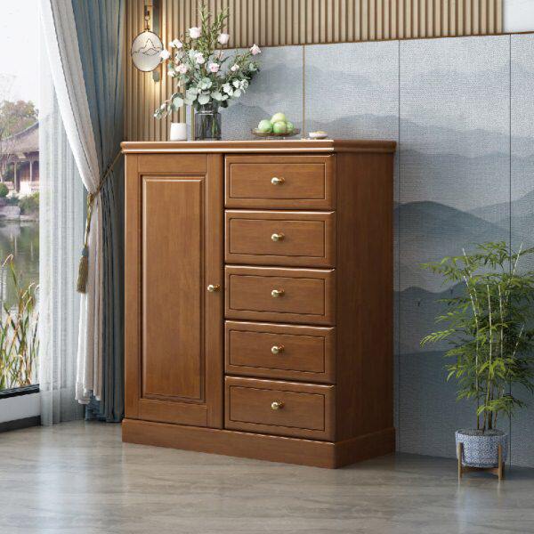 卧室现代简约收纳柜个性橡胶轻奢家具五斗柜新中式多功能木橱柜子