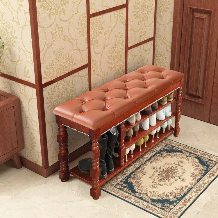 实木换鞋凳长条欧式罗马柱鞋架软包坐垫可坐式家用门口多层换鞋柜,住宅家具,换鞋凳,淘宝优惠券,粉丝福利购,淘宝优惠卷
