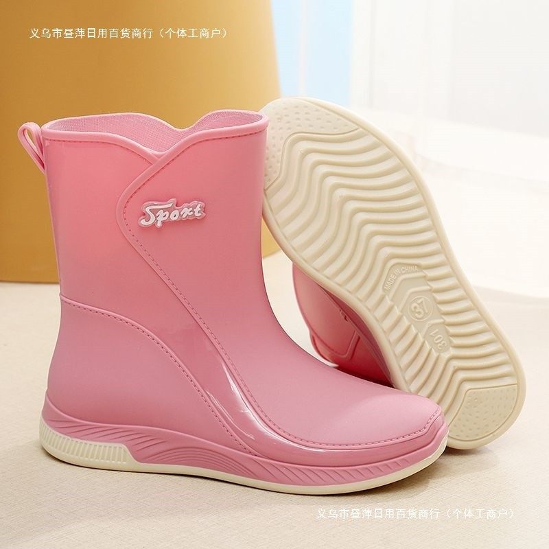 新款中筒雨鞋女防水耐磨四季女士雨靴保暖加绒平底雨鞋厨房鞋胶鞋