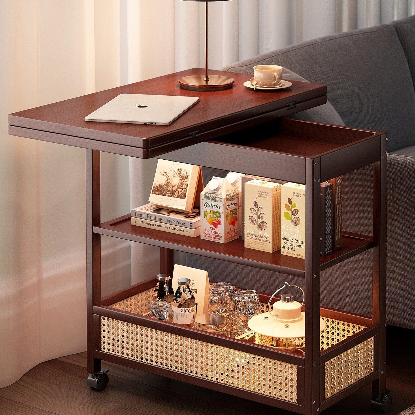 边几茶几可移动沙发边柜小户型折叠推车客厅置物架实木中古小桌子,住宅家具,角几/边几,淘宝优惠券,粉丝福利购,淘宝优惠卷