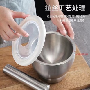 304不锈钢捣蒜泥家用捣碎器手动研磨器捣蒜罐蒜臼擂之满