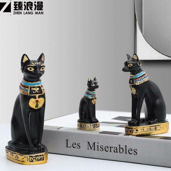 摆件玄关迷你埃及卧室酒柜欧式电视柜 摆件客厅工艺品摆设猫