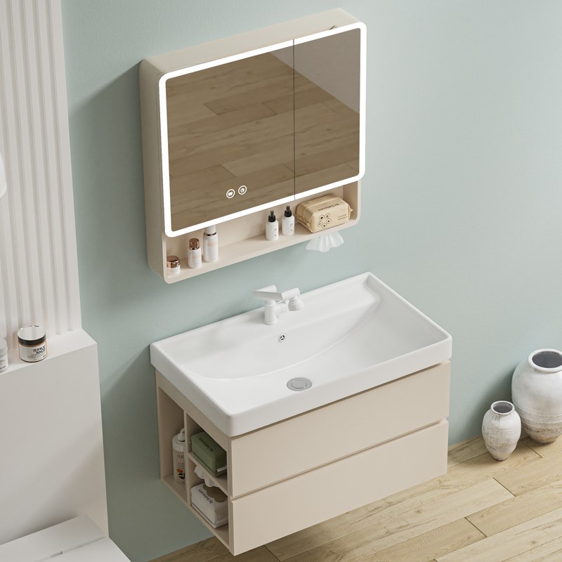 蜂窝铝浴室柜组合侧边收纳卫生间加深陶瓷一体P洗漱台洗手盆洗脸
