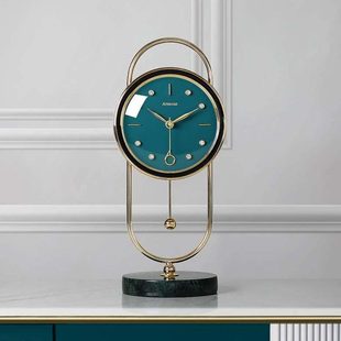 欧式复古皮革钟表摆件创意台式时钟轻奢座钟客厅家用台钟桌面摆钟