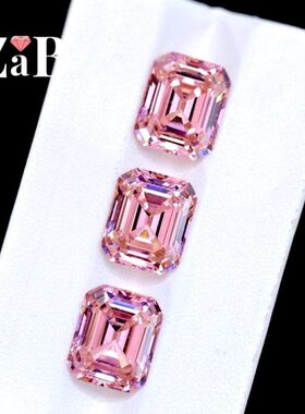 割4祖母绿钻切锆石面长方形Z切粉塔mmX1戒指石C10宝钻高戒钻配碳