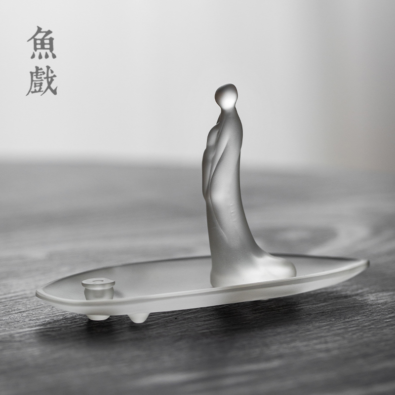 玻璃线香插日式香器手工制作檀香香托熏香炉N禅意家用茶道摆件香