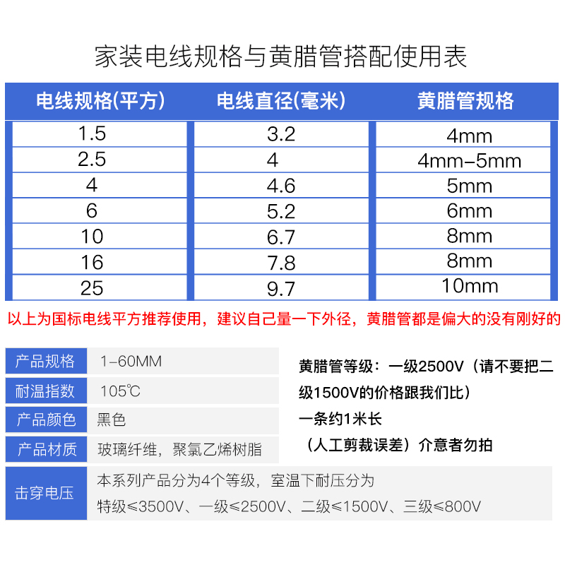 黑色黄腊管玻璃纤维l管绝缘套管电线电工软管优质加厚阻燃1-20MM