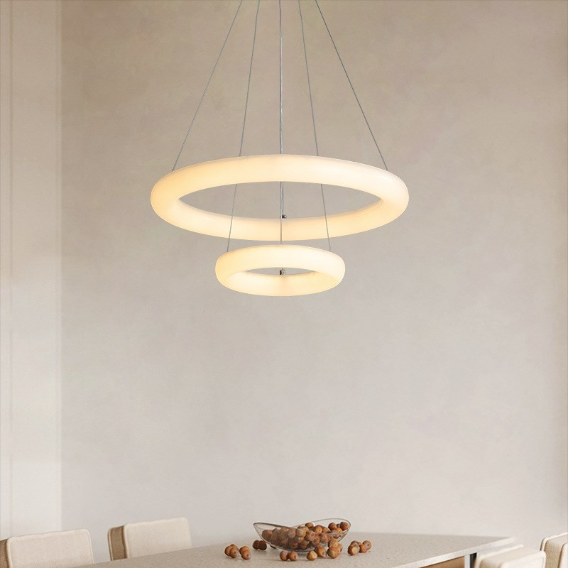 极简奶油风卧g室吊灯现代简约餐厅吊灯侘寂风圆环圆圈圆形卧室主
