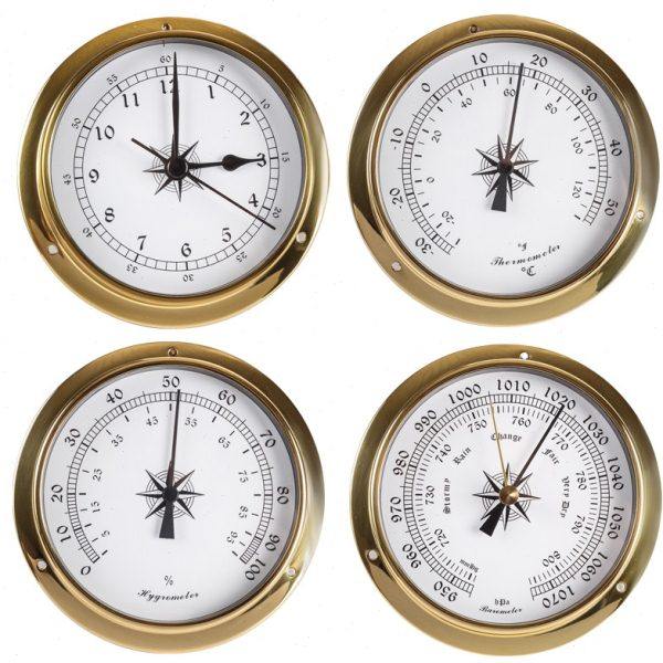 115mm铜壳船用气压计大气压力表温湿度计钟表4件套免电池天气预报,五金/工具,温湿度计,淘宝优惠券,粉丝福利购,淘宝优惠卷