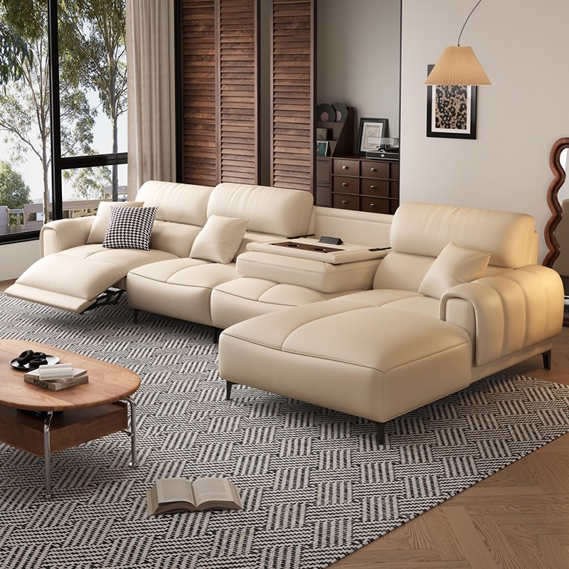 意式极简头层牛皮电动多p功能真皮沙发可伸展客厅小户型2025年贵