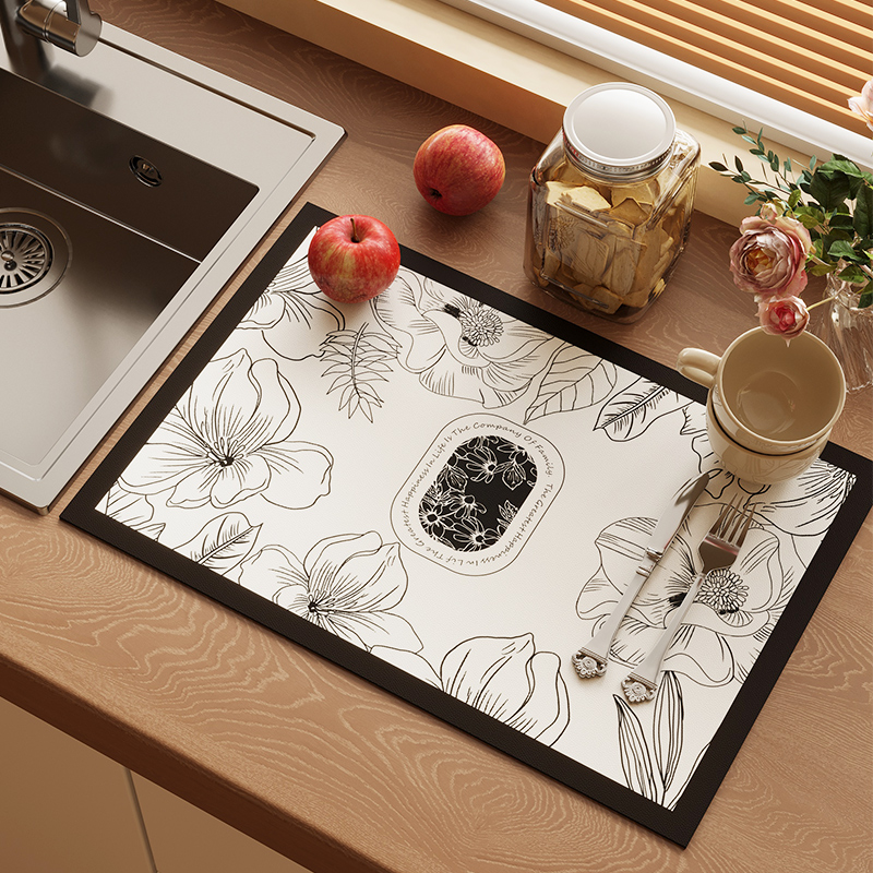 厨房沥水垫台面吸水垫碗碟控水A垫咖啡机垫桌面隔热保护茶水垫子