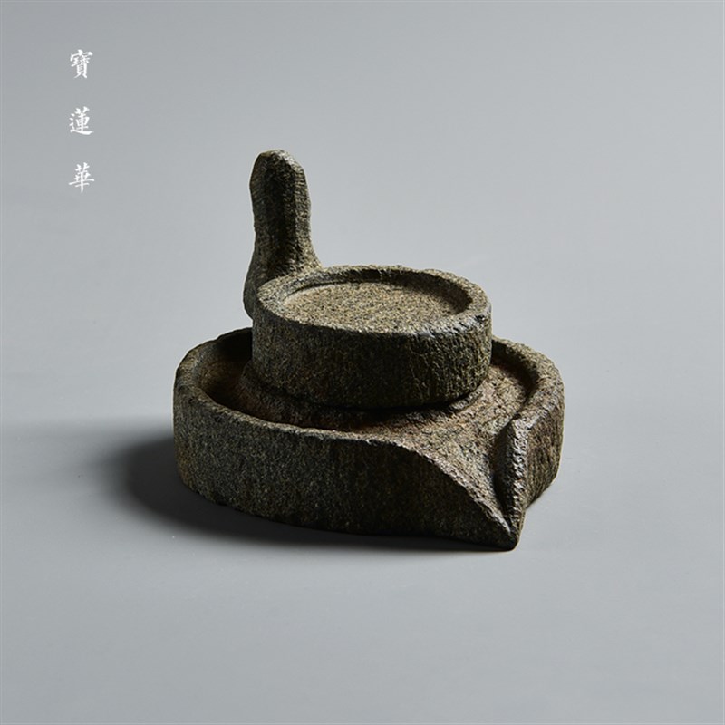 时来运转青石小磨盘 中式古典小石磨盘 石茶O宠手把件石头禅意摆