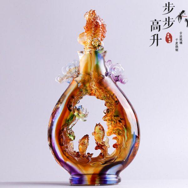 琉璃摆件鱼招财开业乔迁礼物结婚装饰房间饰品书房工艺品鳌龙鱼