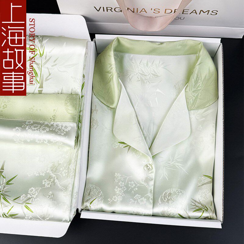 新中式长辈实用礼品生日礼u物母亲节送妈妈丝绸睡衣女士高档礼盒