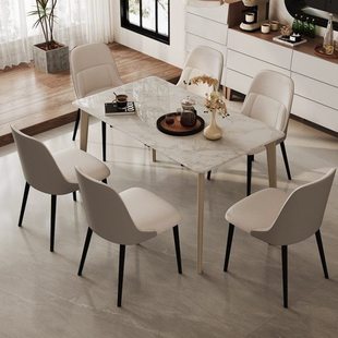顾家木艺家居大理石餐桌现代简约实木餐桌椅组合小户型饭桌子