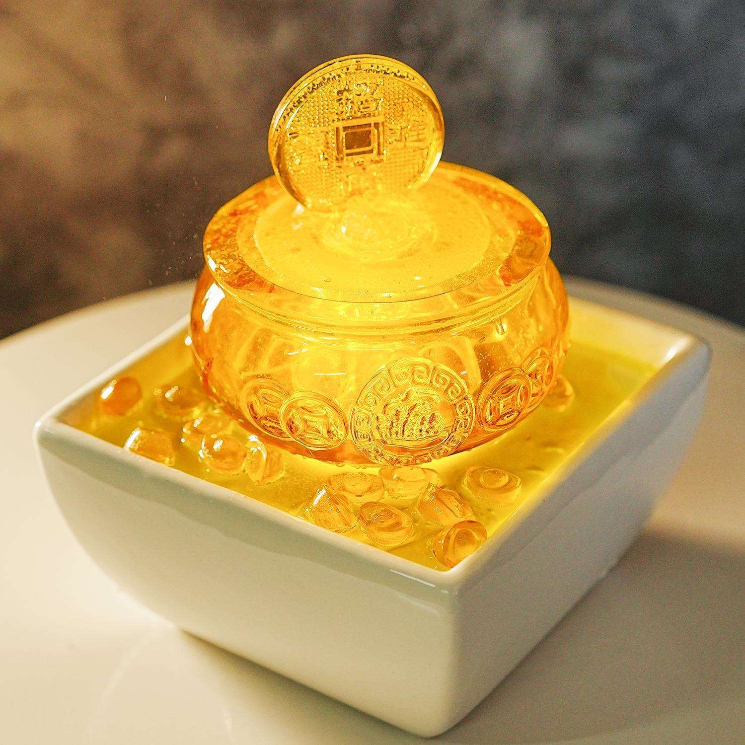玻璃喷泉流水招财进宝饰品摆件客厅加湿器招财流水风水小喷泉水景