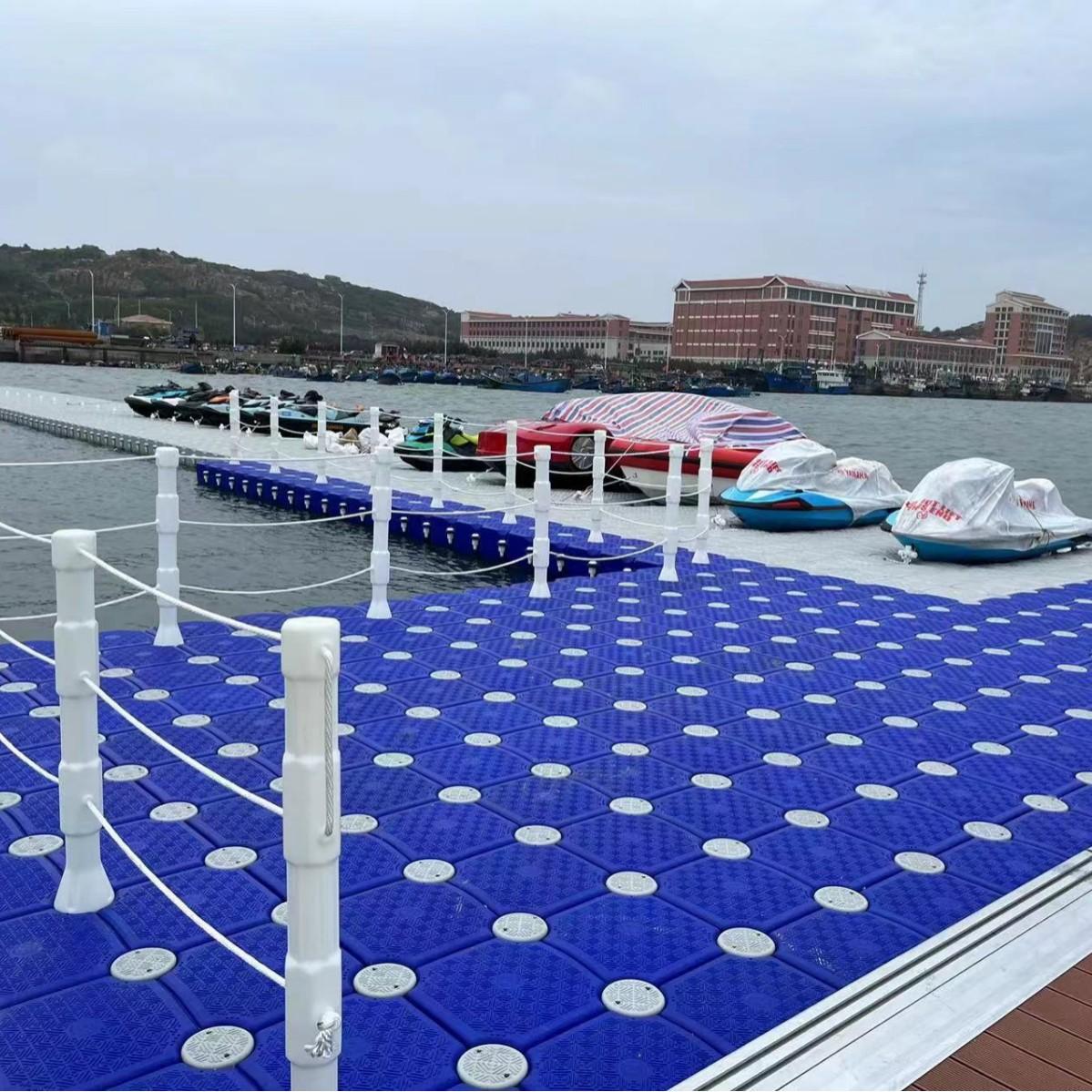 高浮力塑料浮筒海上浮台凹槽滚轮浮筒快艇码头水上通道活动平台