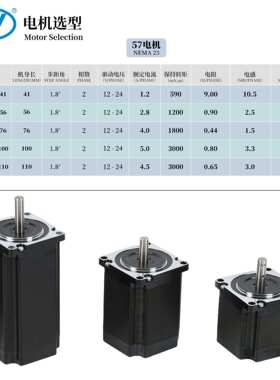 现货57电机Nema 23 56MM 76MM 100MM 1.2Nm 3Nm CNC步进电机