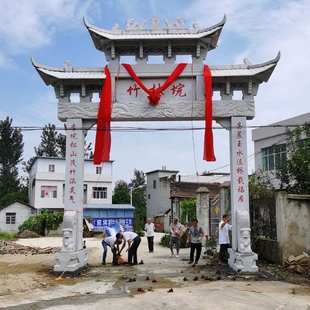 石牌坊加工古建石牌楼村口花岗岩三门广场石门楼中式青石牌坊厂家