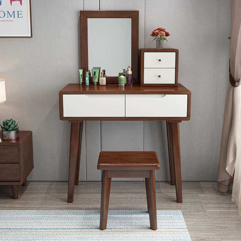 北欧实木梳妆台带凳卧室化妆桌现代简约化妆台小户型带镜妆台,3C数码配件,USB灯,淘宝优惠券,粉丝福利购,淘宝优惠卷