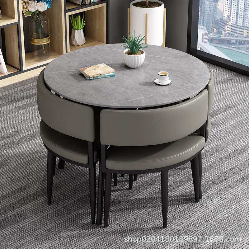 北欧接待洽谈桌椅组合休闲会客店铺简约阳台小圆岩板餐桌轻奢风,3C数码配件,USB灯,淘宝优惠券,粉丝福利购,淘宝优惠卷
