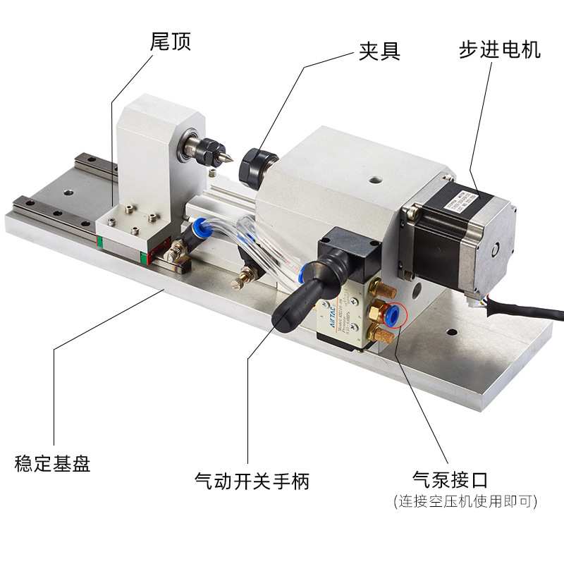 雕刻机气动四轴夹具旋转轴A轴珠子雕刻雕刻配件