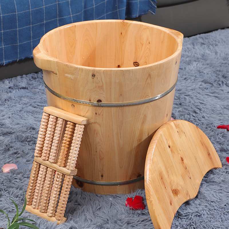 木质泡脚桶香柏木冬季洗脚盆足浴盆保温木盆家用加厚碳化泡脚木桶