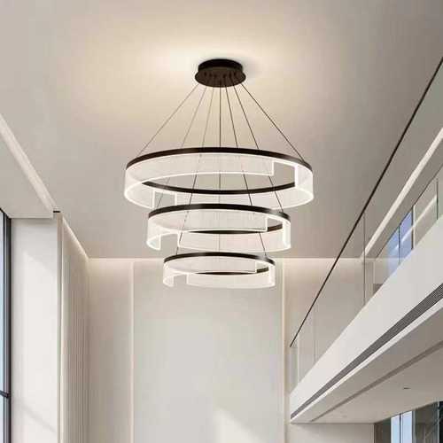 北欧简约现代轻奢别墅客厅灯复式大吊灯卧室意式圆环大厅餐厅灯具