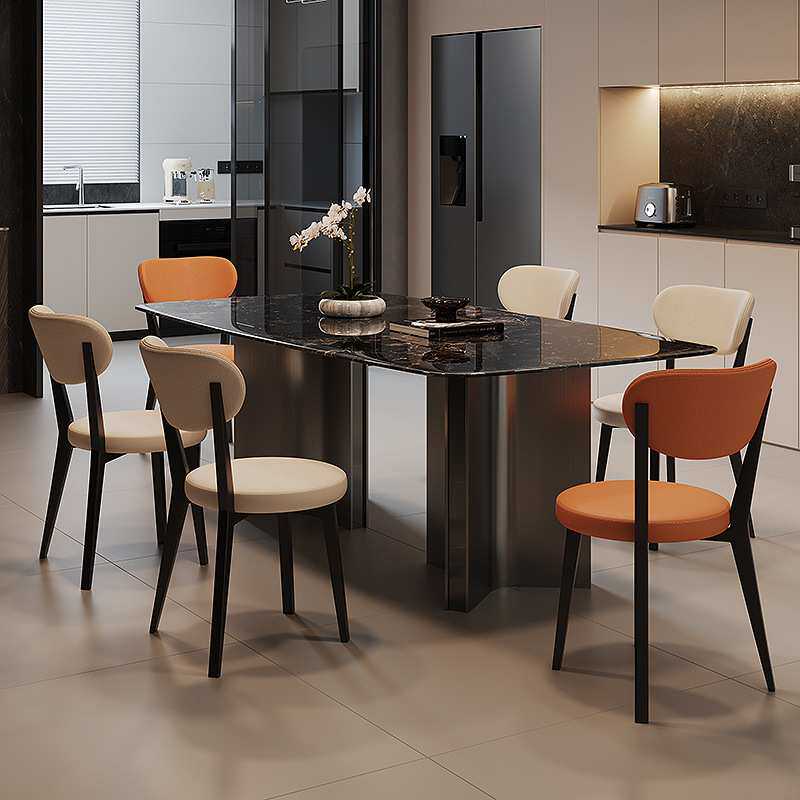 彩晶石餐桌意式极简家用餐厅微晶石长方形简约超晶石高端岩板餐桌