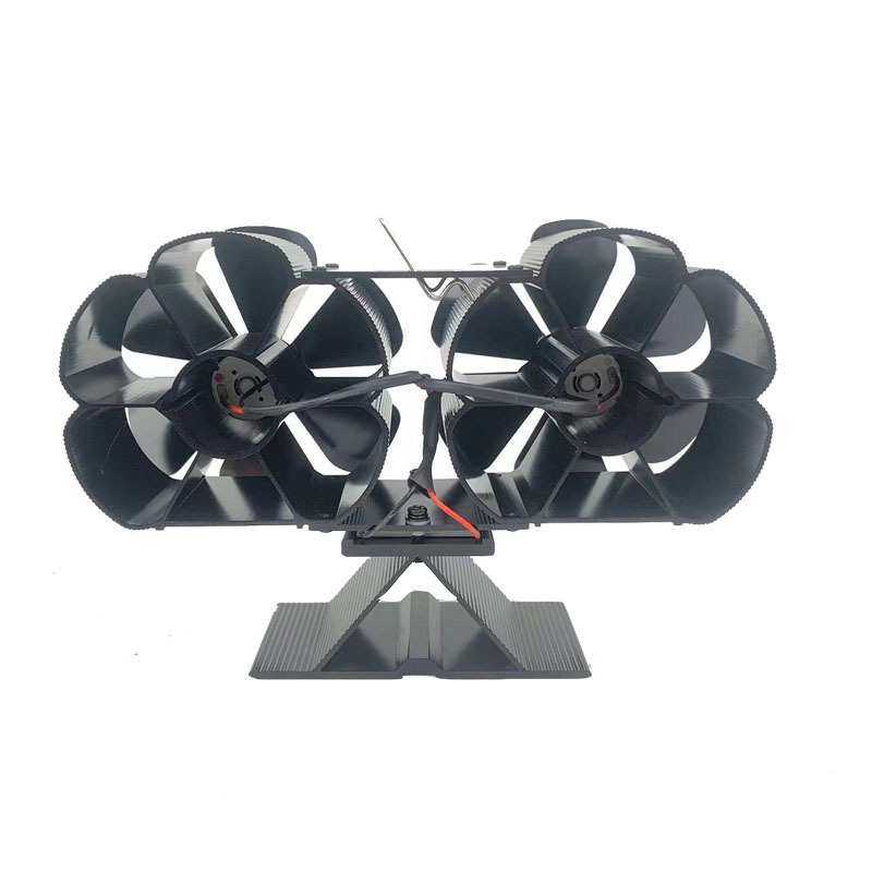 工厂直销壁炉风扇双头花三角工字6叶Φ112高雅黑色自启动热动力款