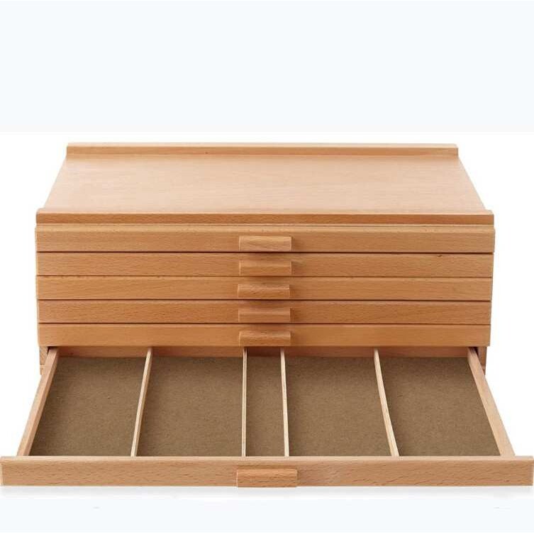 便携式可拆卸6层木质收纳盒存储彩笔 钢笔 小配件及其他艺术用品