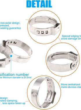 80pcs304不锈钢材质单耳无极卡箍喉箍跨境6~23.5mm带钳子