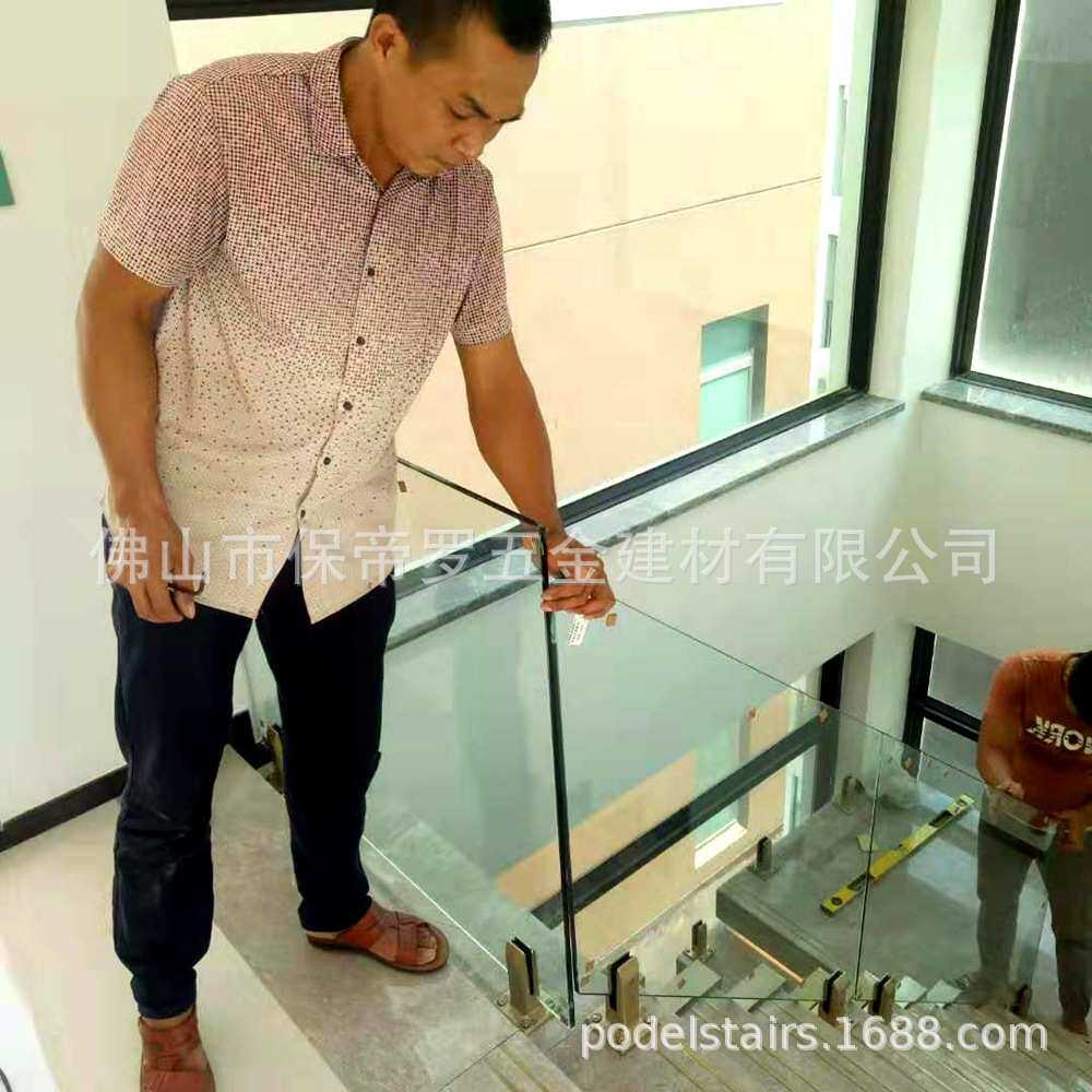 不锈钢楼梯玻璃扶手玻璃栏杆拉丝香槟金泳池立柱楼梯小柱