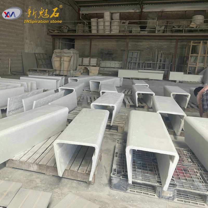 休闲简单无机水磨石公共凳长椅市政公园改造GFRC混凝土座椅坐凳