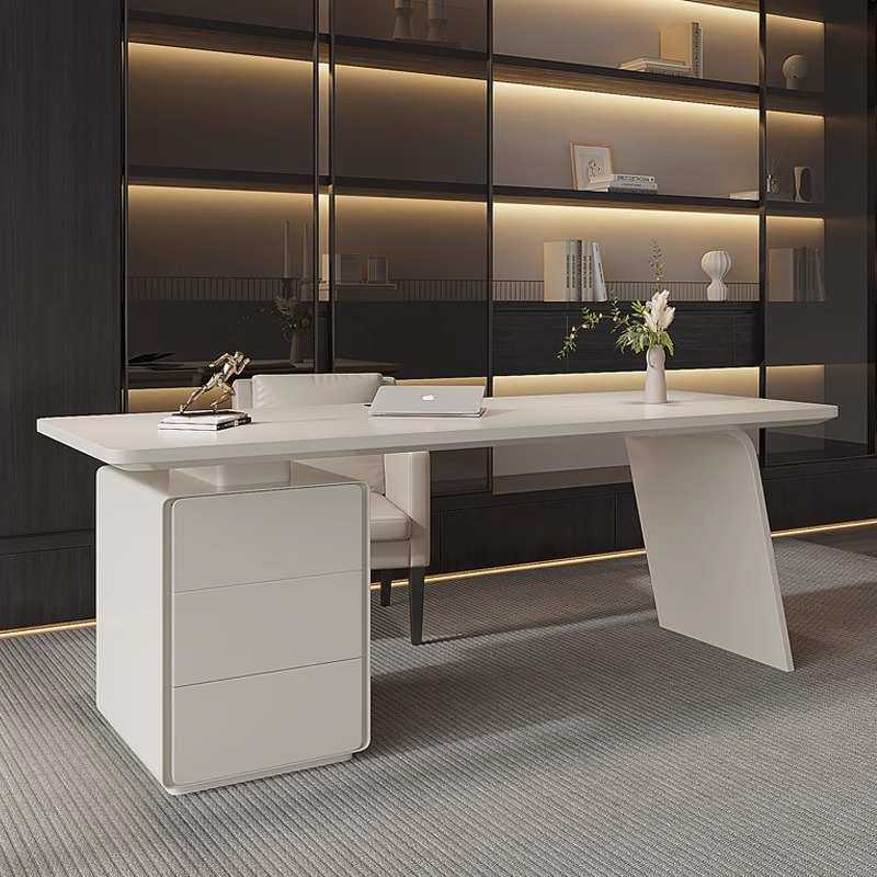 轻奢意式极简烤漆书桌现代简约客厅家用实木电脑桌老板高端办公桌